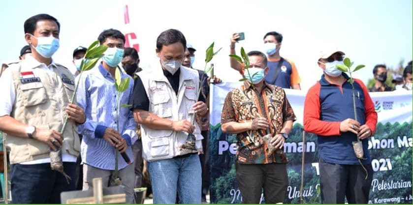 KIIC Jaga Kelestarian Lingkungan dengan Penanaman 1.000 Pohon Bakau di Pantai Muarabaru, Karawang